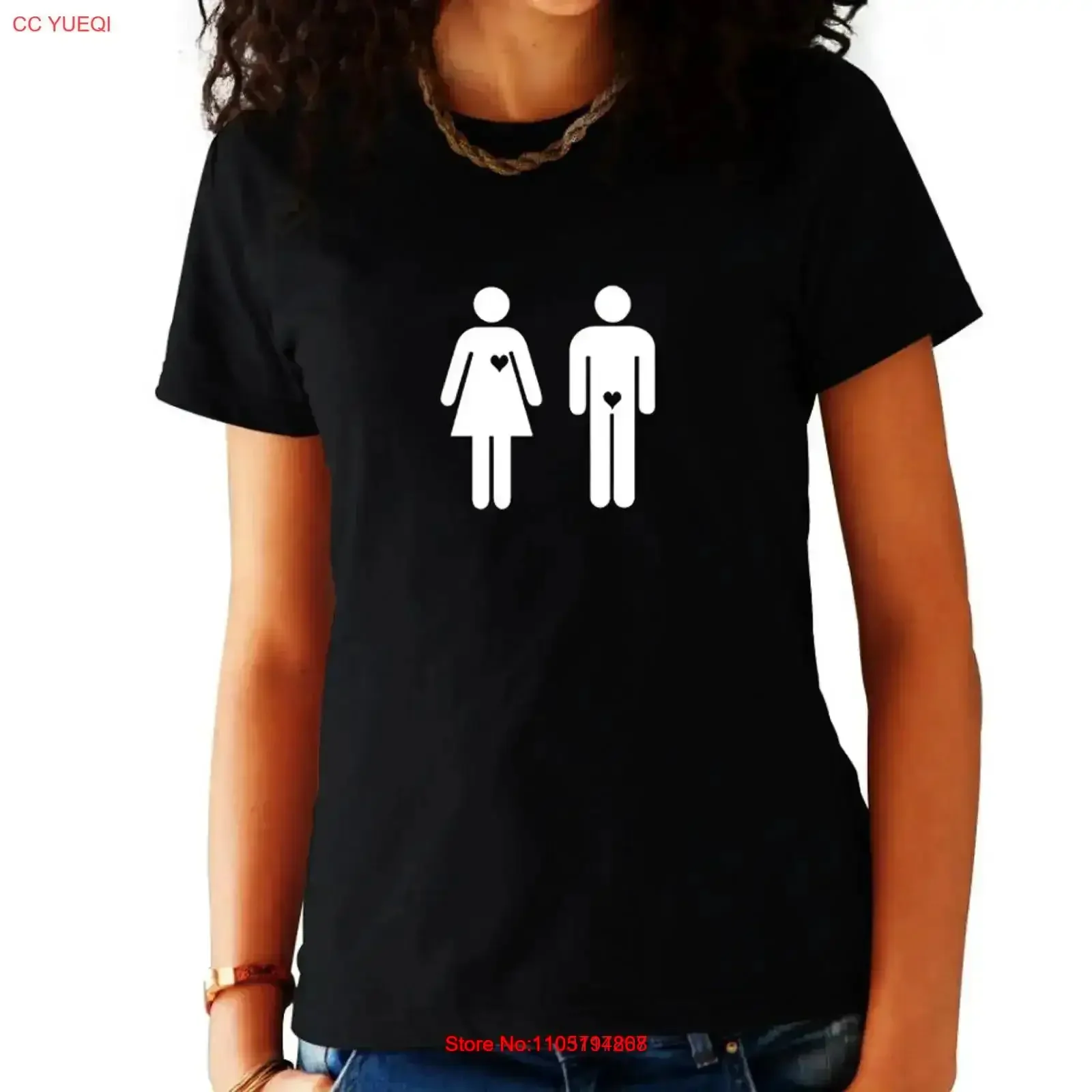 Women's Love Detail Black T Shirt vintage Washed designer clothes Versatile graphic Stylish Stretched Casual fashion Slightly