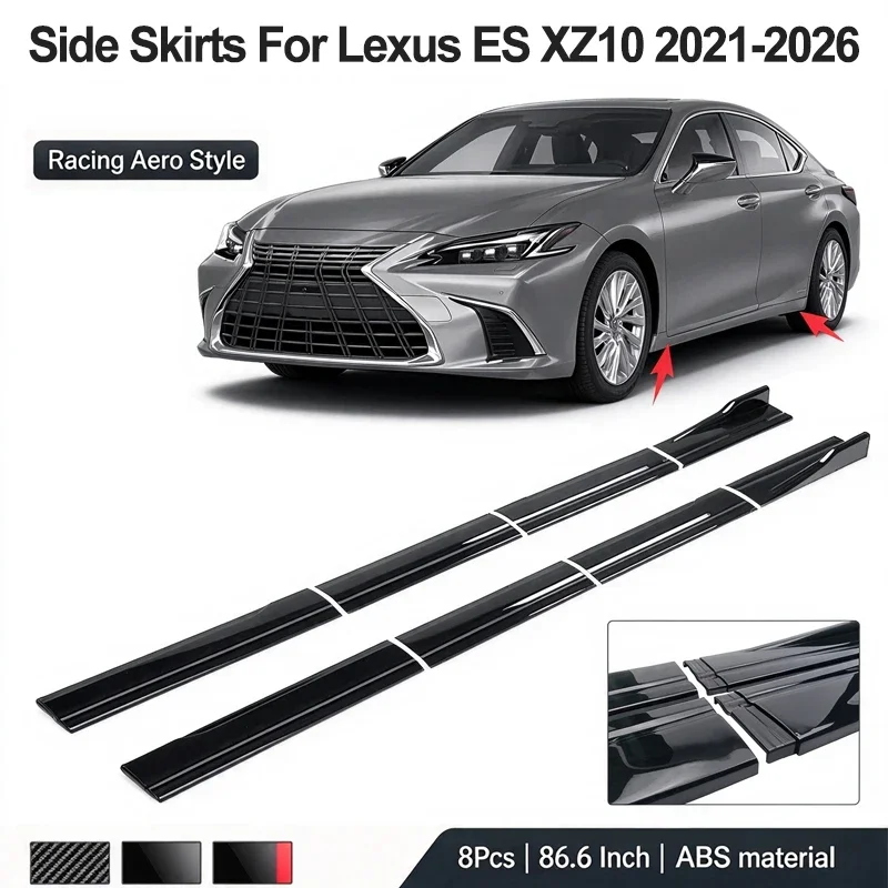 86.6inch/2.2m Sectional Side Skirt Extension Lips For Lexus ES XZ10 2021-2026 2022 2023 - Racing Side Spoiler Car Mod Body Kits