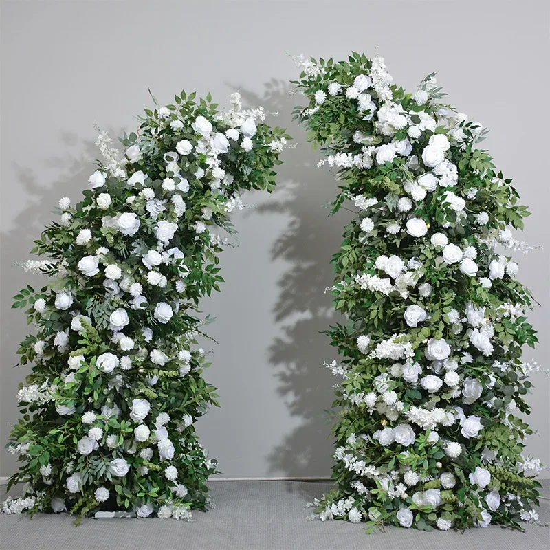 

Wedding Floral Arrangement With Metal Horn Arch Event Backdrop Flowers Artificial Flowers Greenery Party Props Flower Row Decor