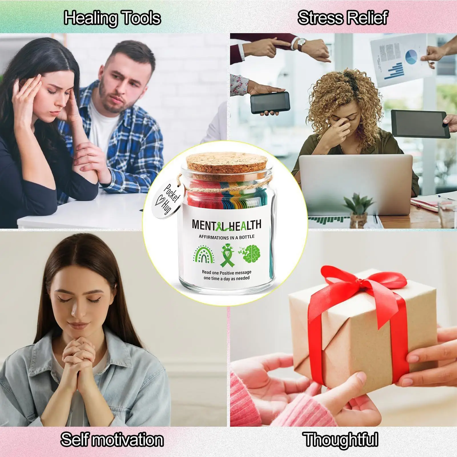 90 Mental Health Positive Messages Mini EmotionalSupport Card Inspirational Jar Gift for Sister Girlfriend Cheering Up