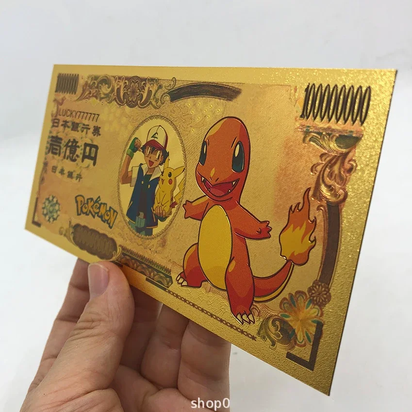 Kawaii Pokemon banconota simpatico cartone animato monete Commemorative Anime gioco Figure carte Pikachu monete giocattolo regalo di compleanno per