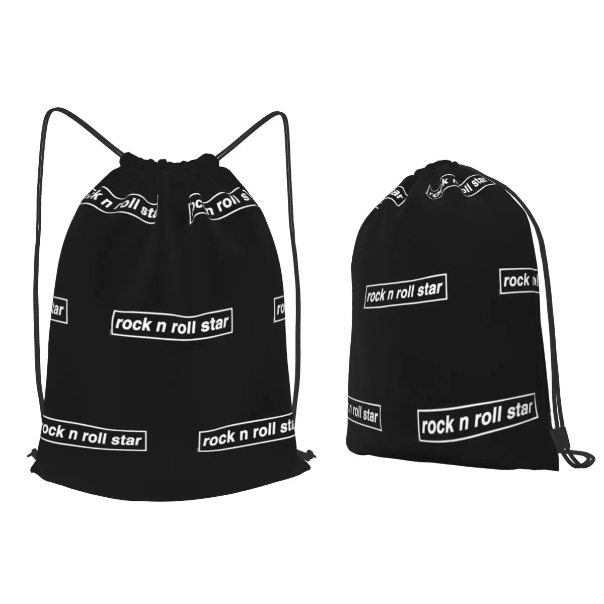 

Rock N Roll Star Backpacks Portable Drawstring Bags Sports Bag Book Bags for Man Woman School