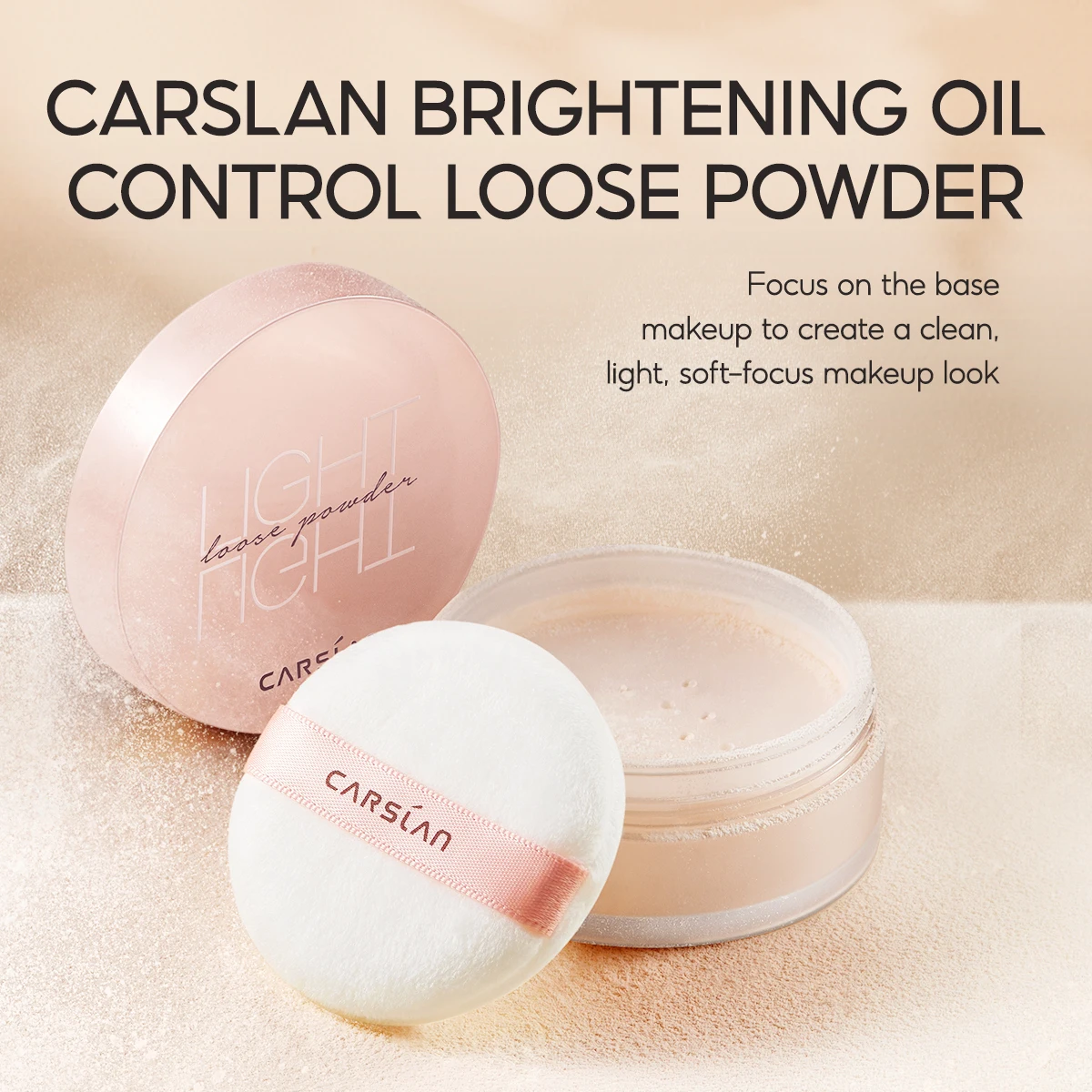 CARSLAN Brighten Loose Finishing Powder Makeup Oil Control Waterproof Long Lasting Matte Translucent Face Setting Powder Fixer