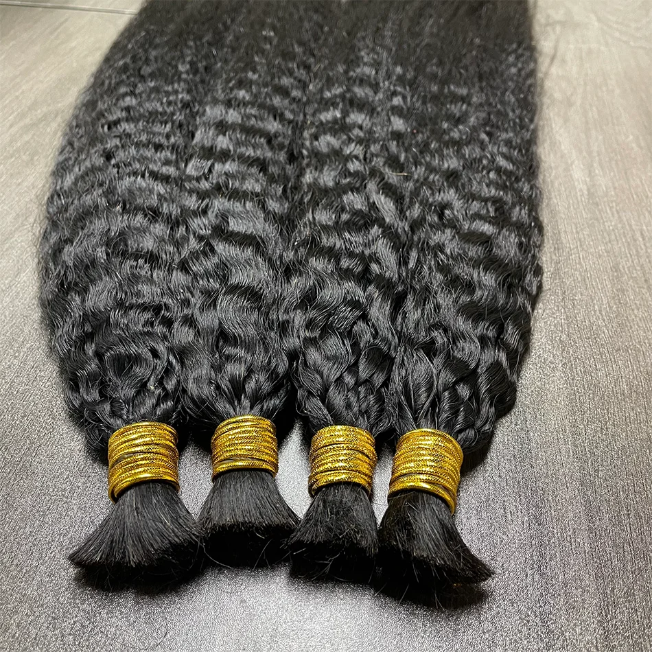 

Natural Kinky Straight Hair For Braiding No Weft Indian Hair Bulk 100% Human Hair Unprocessed Remy Hair Extension 22 24 26Inch