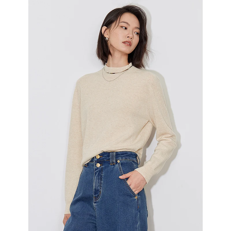 TOYOUTH Women Wool Sweater 2024 Autumn New Sheep Turleneck Warm and Comfortable Versatile Pullover Classic Pullover Sweater