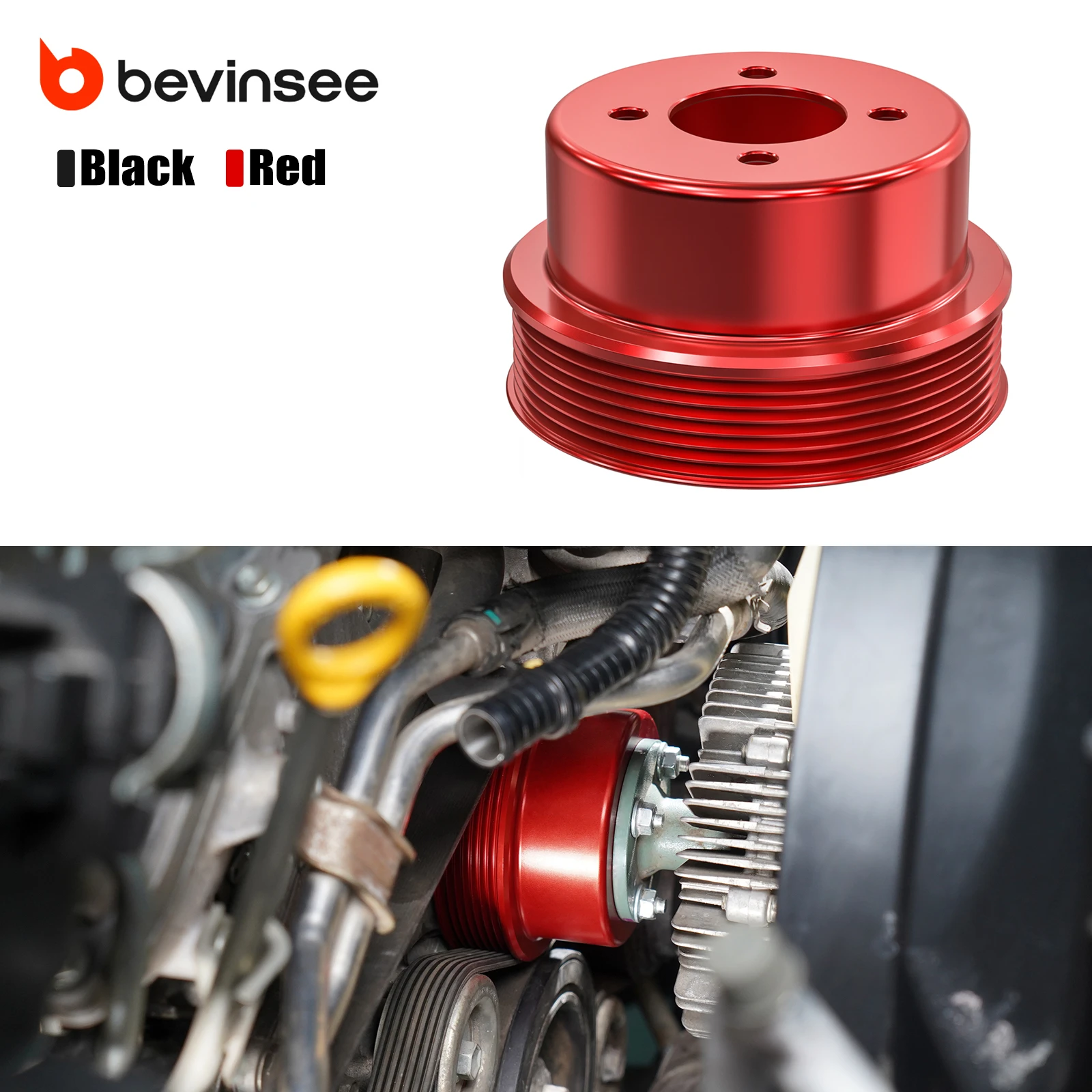 

BEVINSEE Aluminium Water Pump Pulley for Toyota FJ Cruiser/Tacoma/Tundra/4Runner, fit for All Models with 1GR-FE 4.0L Engine