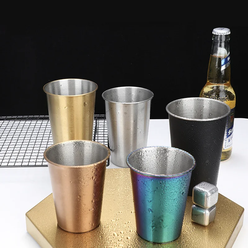 350/500ml Stainless Steel Cups Household Office Bar Kitchen Drinks Coffee Tumbler Tea Drinking Beer Mug Metal Drink Cup