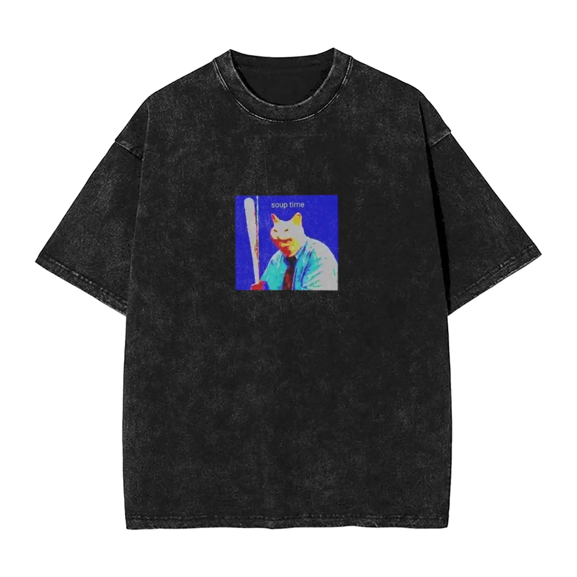 Cat sticker Meme  Soup time  Unique Trendy A T-Shirt Oversized Short Sleeve Cotton Tees Tops