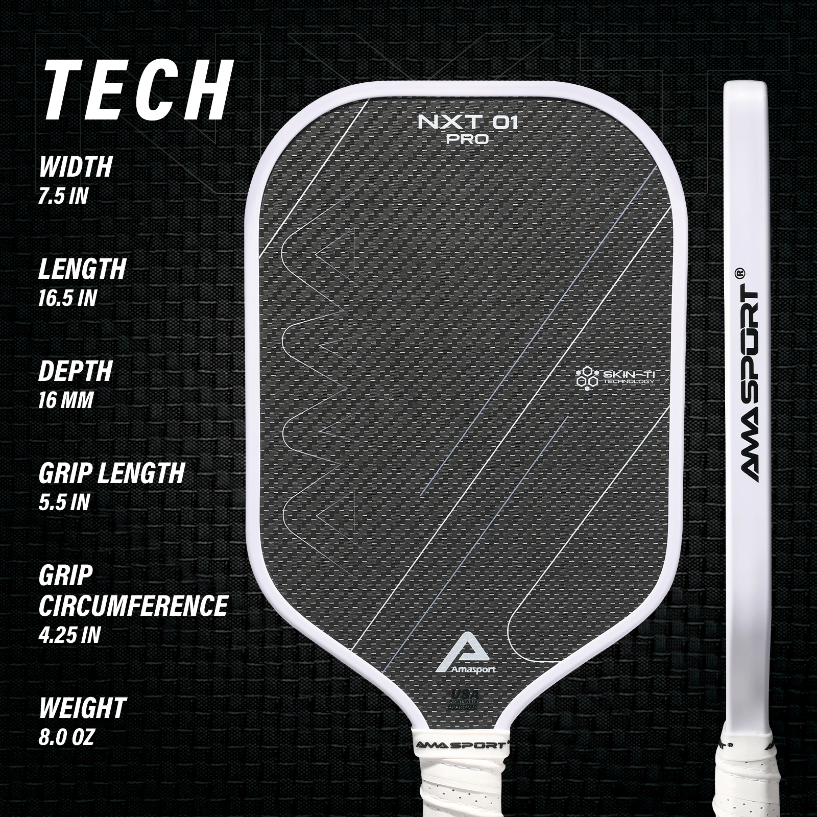 AMA SPORT NXT01 Pro Titanium Propulsion Frame Durable New Technology Core Roughness Friction Pickleball Paddle - Image 4