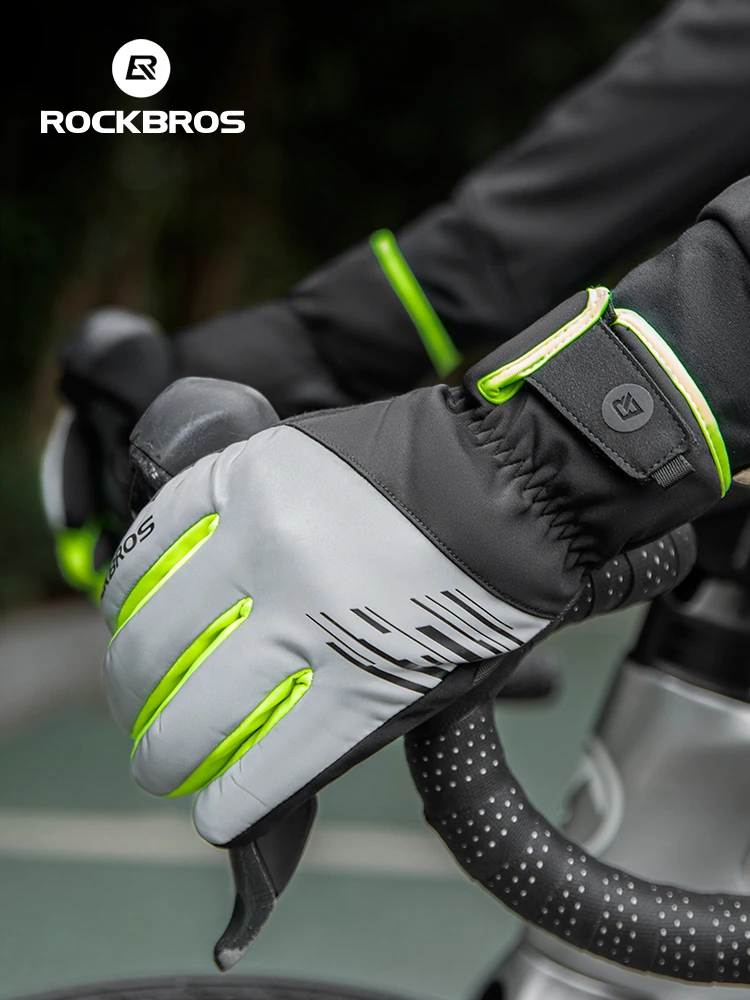 AliExpress ROCKBROS Cycling Gloves Non-slip Wear-resistant Windproof Gloves Reflective Outdoor Riding Bike Gloves Keep Warm Touch Screen