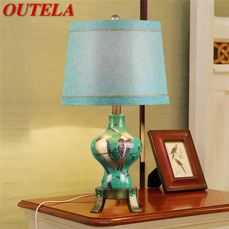 

OUTELA American Retro Table Lamp French Luxury Living Room Study Villa Hotel Bedroom LED Bedside Desk Light