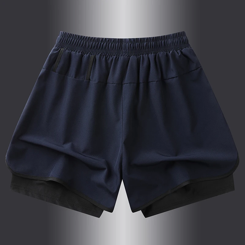 Men's Running Shorts Quick-Dry Fitness Double-Decker Shorts Men's Sports Training Fitness Shorts Fitness Walking Shorts