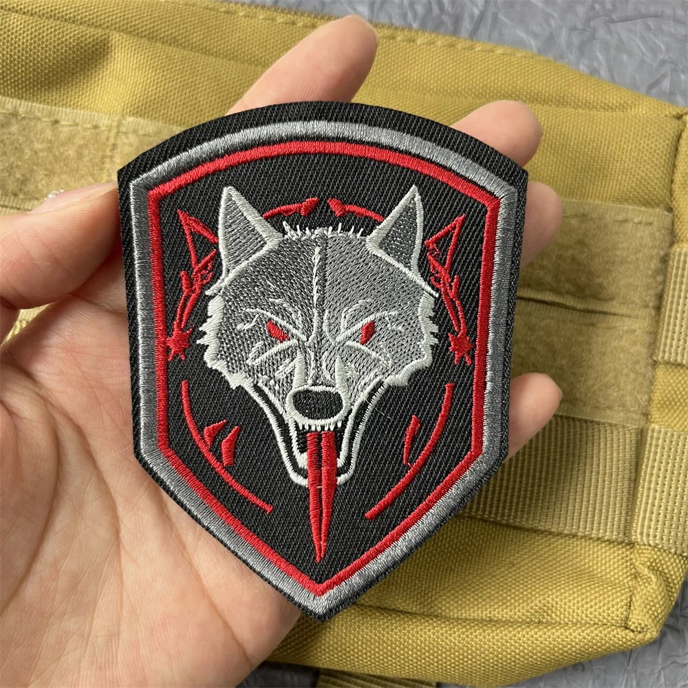 Wolf Badges Sword Embroidered on Clothes Military Patch Tactical Gear Hook and Loop Patches Backpack Applique for Clothing