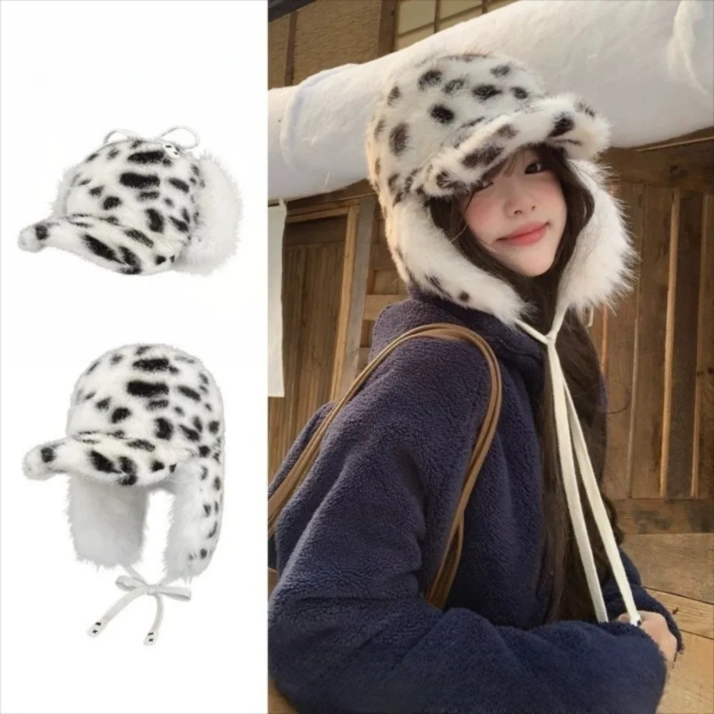 

Y2K ретро шапки-бомберы, утолщенные ветрозащитные шапки с леопардовым принтом, теплая защитная шапка для ушей, осенне-зимние женские головные уборы