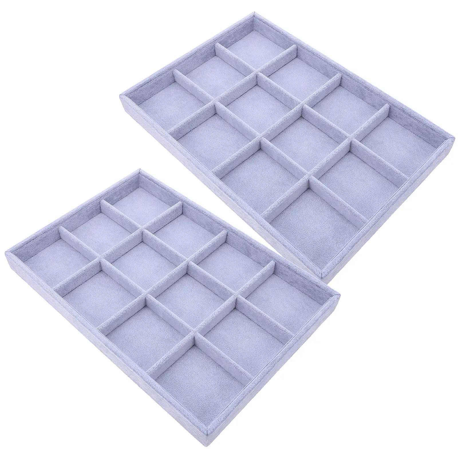 

2Pcs Jewelry Organizer Tray Lint Anti-Scratch Storage Holder Multiple Compartments Rings Necklaces Earrings Display Tray Vanity