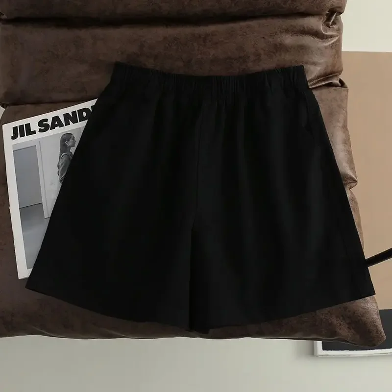 Pantalones cortos informales para mujer, cintura elástica, moda Hipster Harajuku, verano, combina con todo, pierna ancha, Ulzzang, adolescentes, universidad, Vintage, suelto, Simple