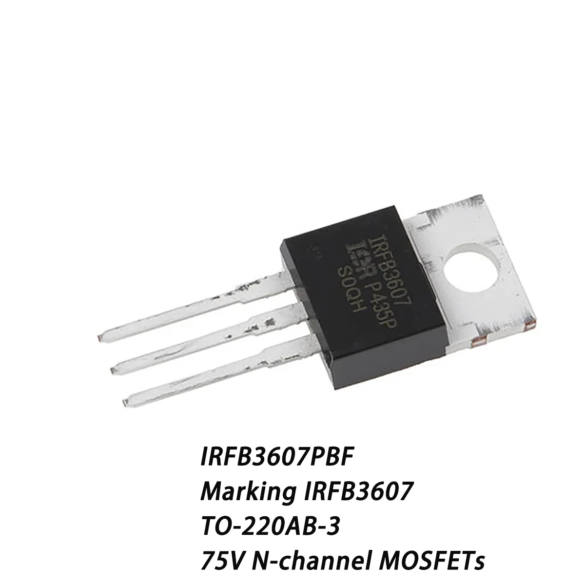 10PCS IRFB3607PBF Marking IRFB3607 TO-220AB-3 75V 80A 140W 9mΩ@10V 9mohms N-channel NEW Original Field-Effect Transistor MOSFETs