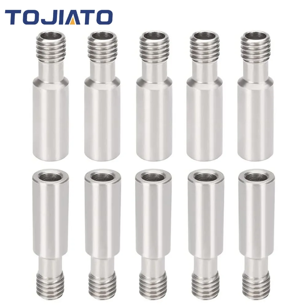 10Pcs Stainless Steel M6 Thread HeatBreak Throat for Ender 3 Series,CR10 Series Hotend 3D Printer Parts (Stainless Steel)