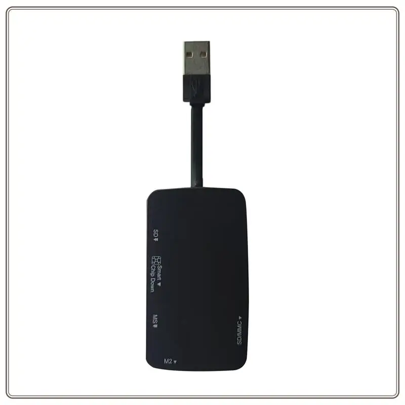 قارئ/محول بطاقات USB 2.0 موثوق به-6 في 1 مع نقل سريع بسرعة 480 ميجابت في الثانية للبطاقات الذكية TF وMS وM2 وSD/MMC، 6 في 1 USB 2.0 Ca