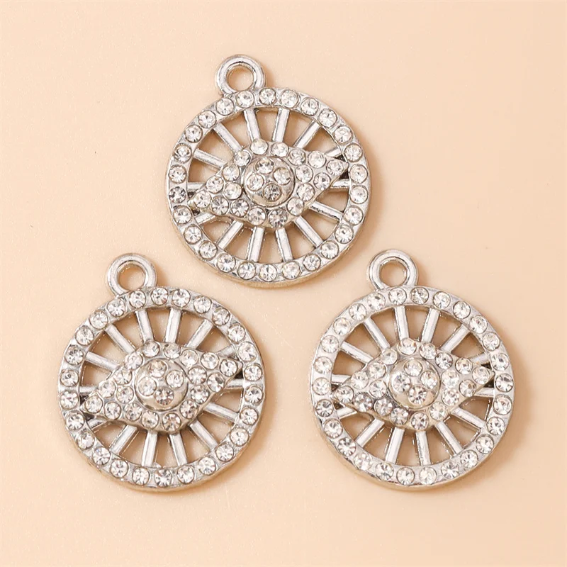 Leslie 10 Stück 19x22mm Gold Silber Farbe Kristall Böses Auge Anhänger für Ohrringe Armband Halskette DIY Schmuckherstellung Zubehör – Detail 3