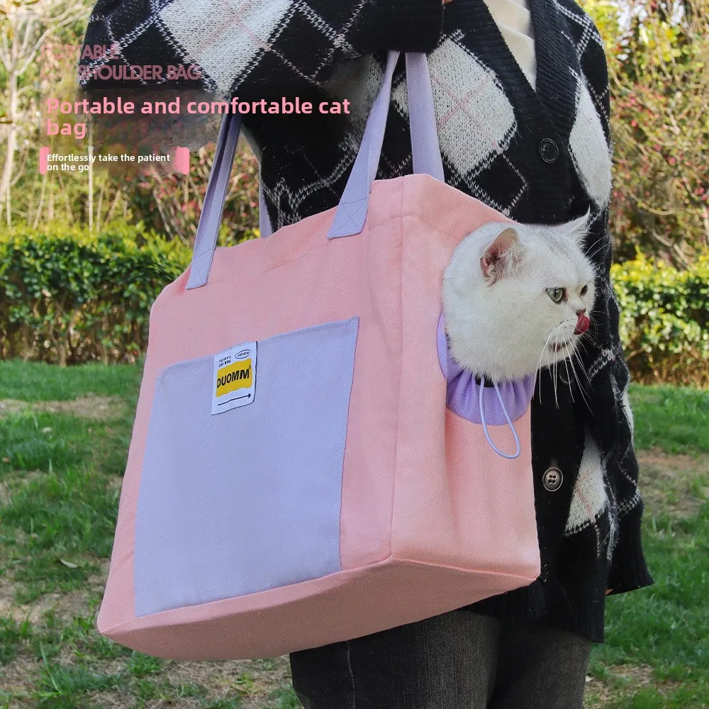 

Large Space Breathable Pet Carrier, Single Shoulder Cat Dog Backpack with Head Out Hole for Small Pets Travel