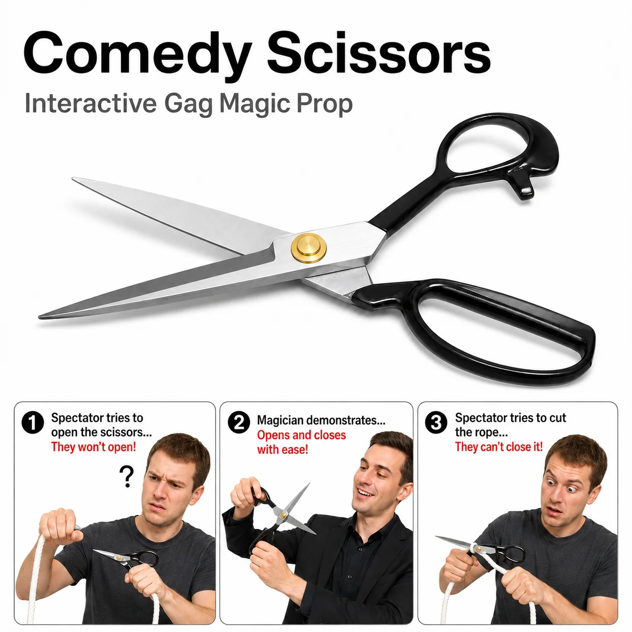 comedy-scissors-magic-trick-funny-magic-scissors-rope-cutting-audience-interaction-stage-props