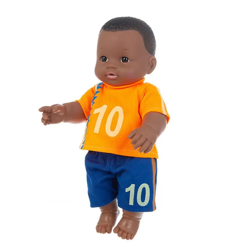 12 Inch Black Doll African Boy Doll Kids Play Doll Gift Toy African Black Baby Boy Cute Bald Bald Black Baby Realistic Baby Doll