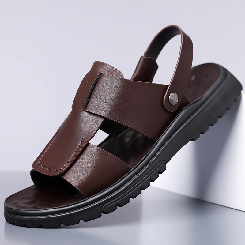 

Мужские летние сандалии-шлепанцы с двумя способами ношения, пляжная обувь с мягкой подошвой, противоскользящие, удобные тапочки