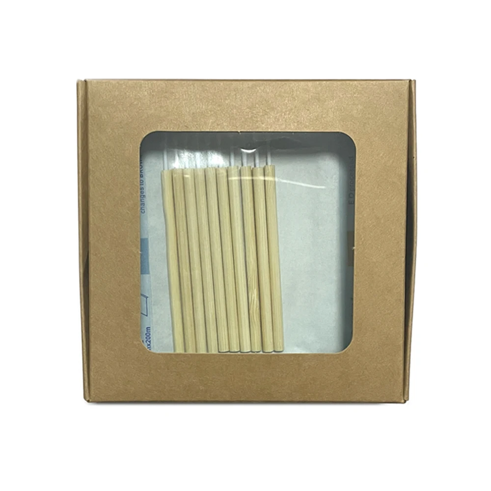 Eco-Friendly bambu fino delineador e sobrancelha escovas, com embalagem estéril EO, 50 pcs