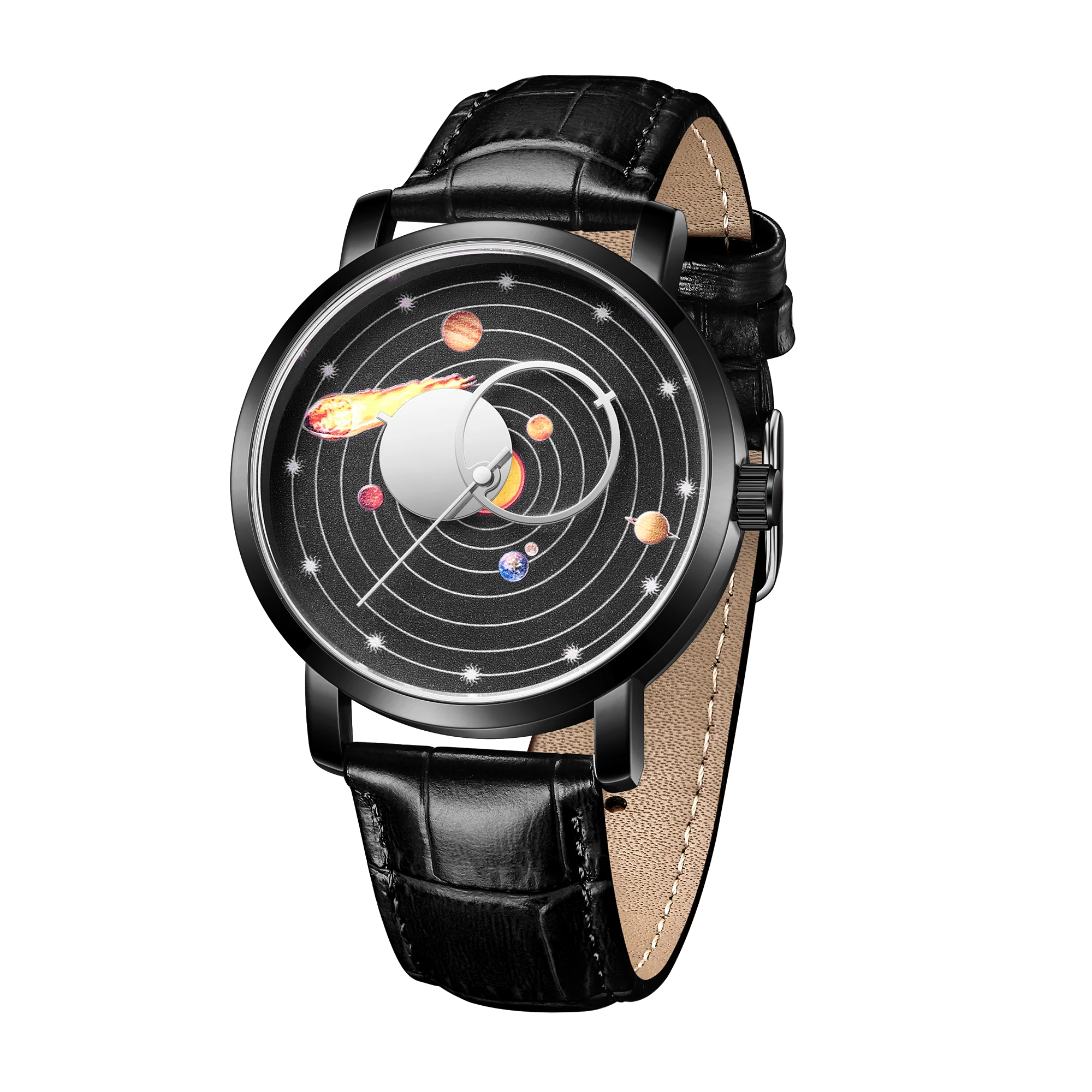 

Мужские наручные часы BANGWEI с циферблатом в стиле Galaxy, деловые кожаные мужские часы, модные черные кварцевые часы Relogio Masculino + коробка