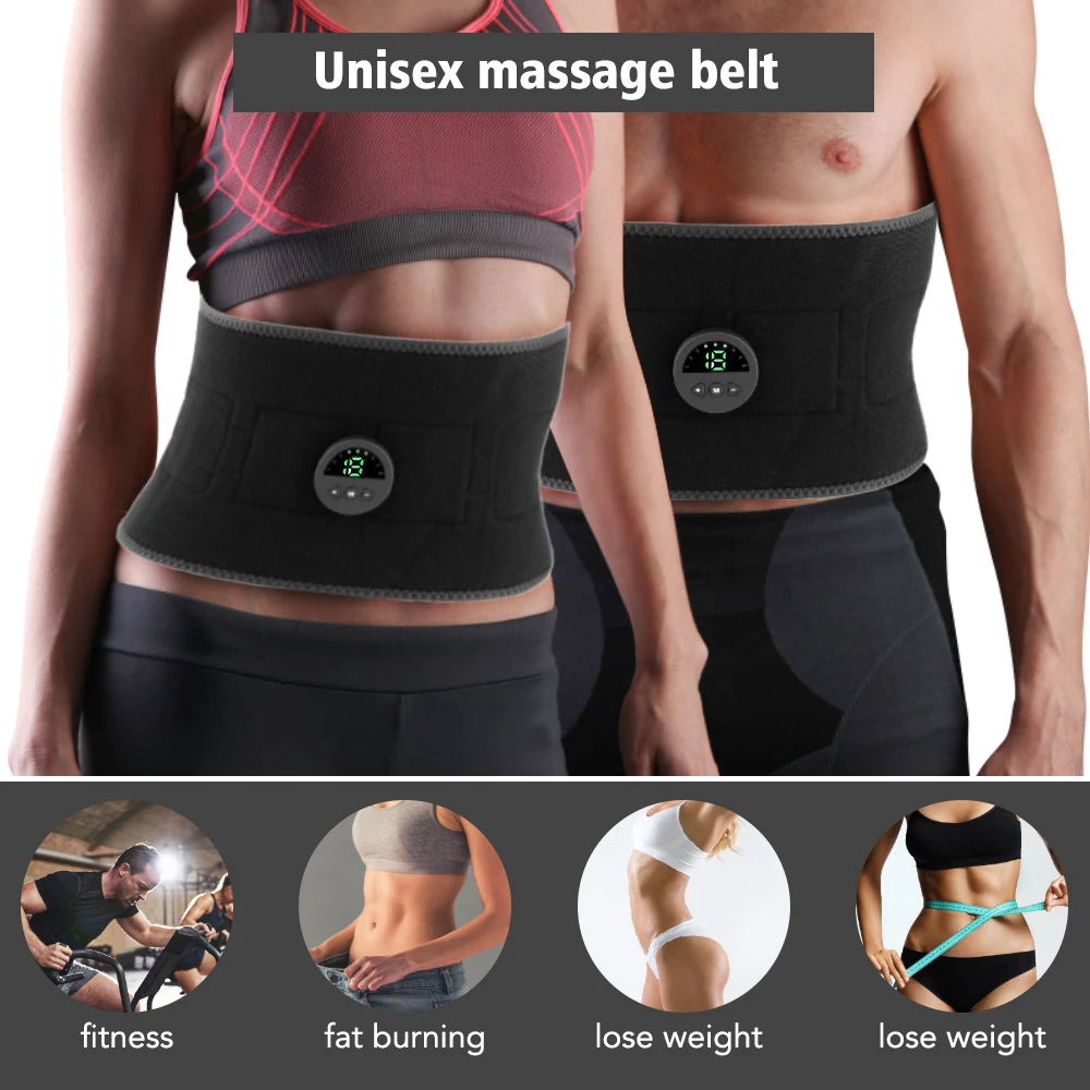 EMS Electric Abdominal Body Slimming Belt Smart Abdomen Muscle Stimulator Slimming Massager Fitness Lose Weight Fat Burn Unisex