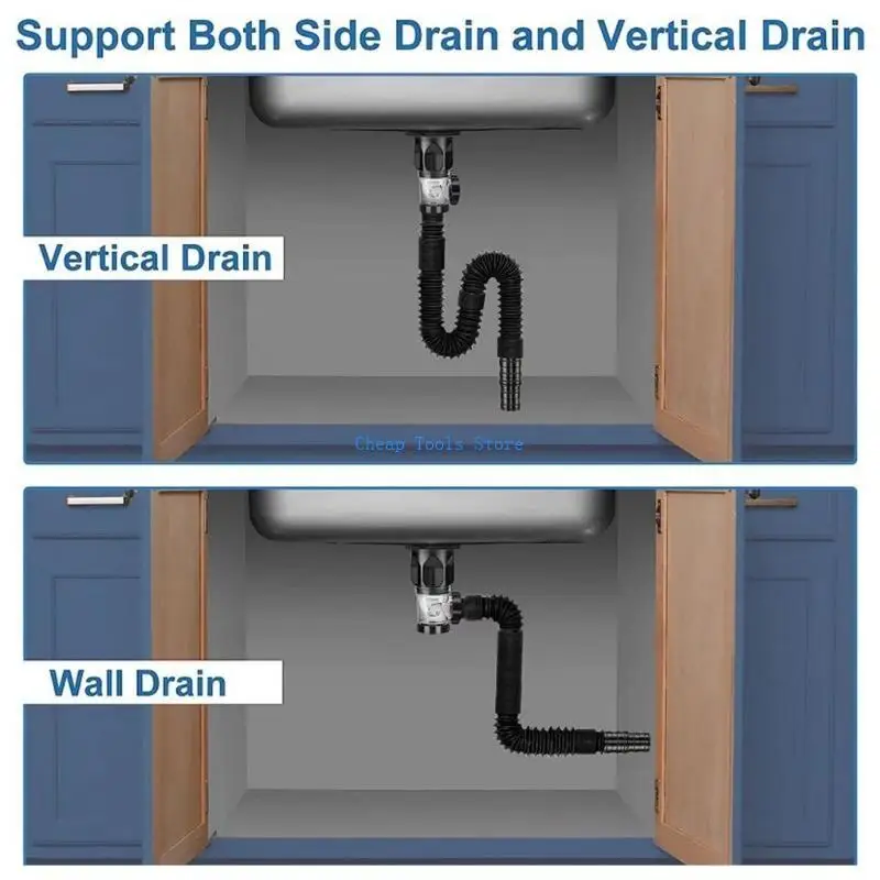 

G88B Kitchen Sink Drain Pipe Flexible Stretchable Deodorant Strainer Pipelines Sink Hose Sink Strainer Easy Installation