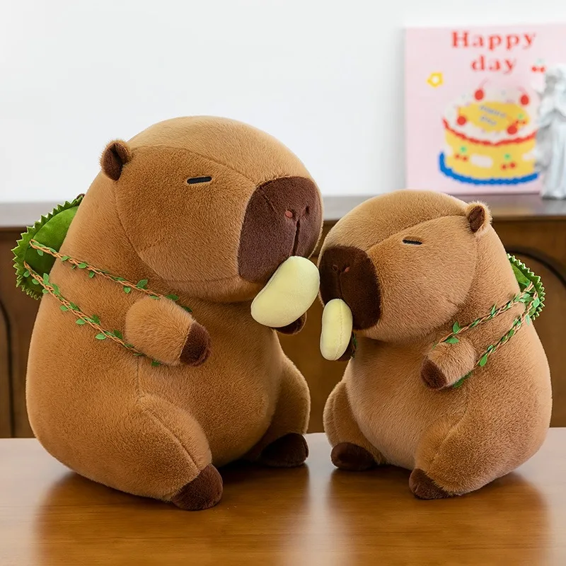 Kawaii Capybara Backpack Durian Plush Toy Fruit Cavy Stuffed Doll Pillow Cute Plushie Kids Birthday Gift for Children Soft Toy