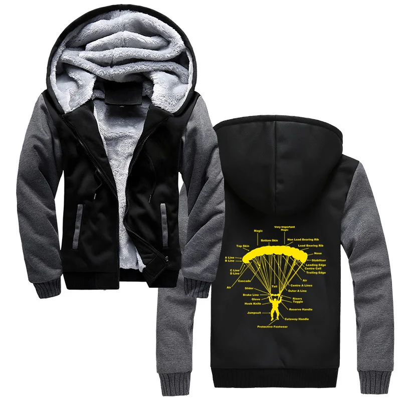 Funny Paraglider Parachute Anatomy Paragliding Skydiving Hoodie Graphic Hoody Streetwear Birthday Gifts Jacket Zip Up Hoodies