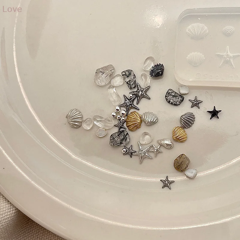 [L & P] 1 pièces étoile de mer coquille Rose 3D acrylique moule à ongles décorations d'ongles bricolage Silicone ongles estampage plaques ongles