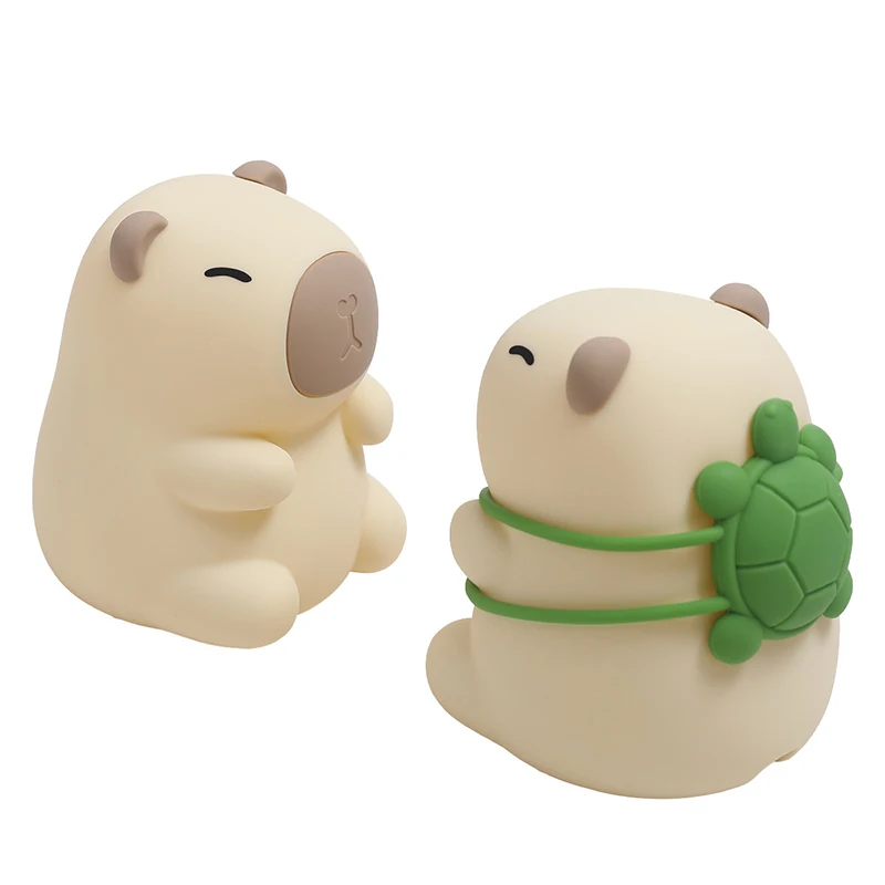 Cute Cartoon Capybara silikonowa lampka nocna USB akumulator rozrządu ściemnianie lampka nocna do spania do wystroju pokoju dziecięcego