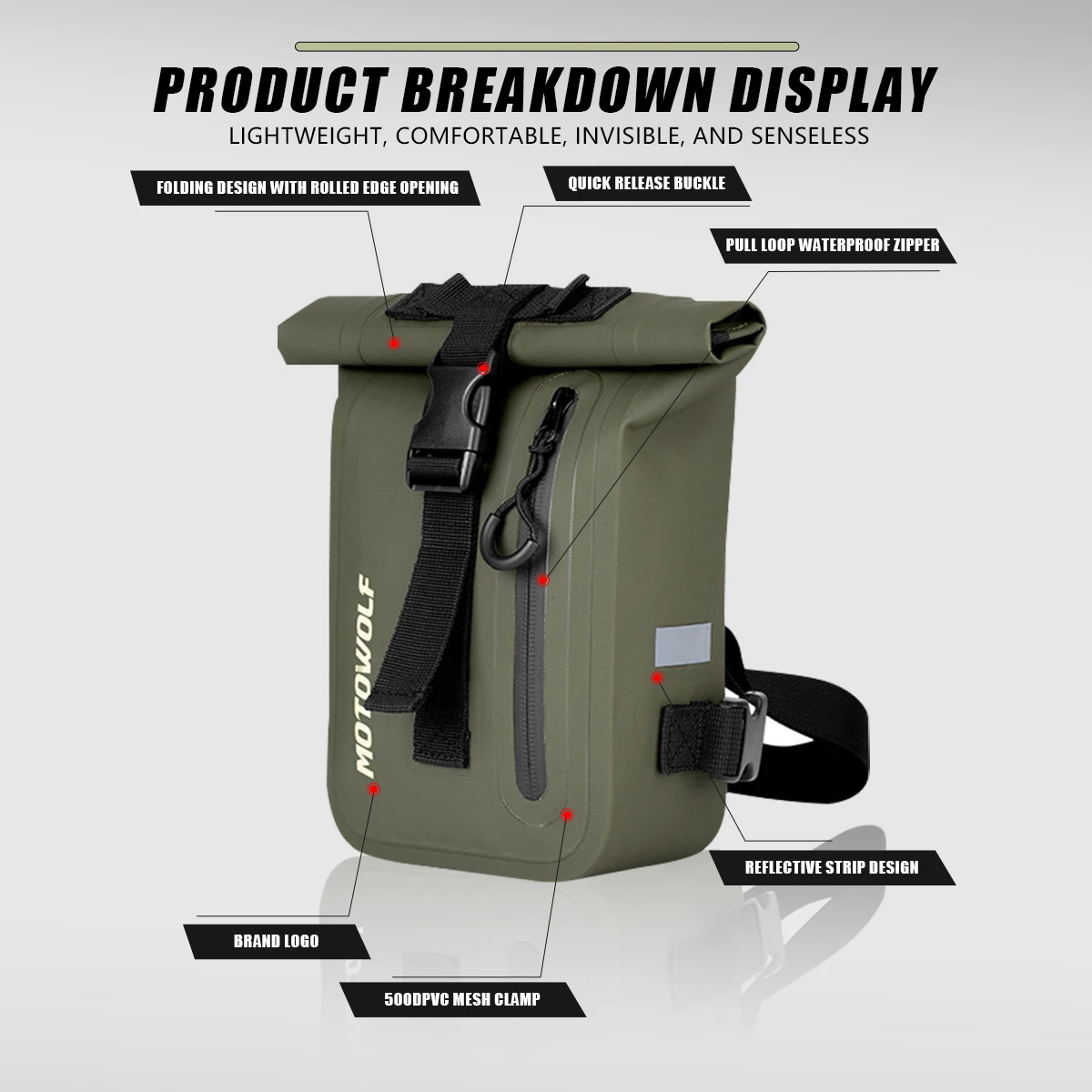 MOTO Waterproof Motorcycle Drop Leg Bag Tactical Fanny Pack Thigh Bag with Leg Strap Removable Leg Harness Bag