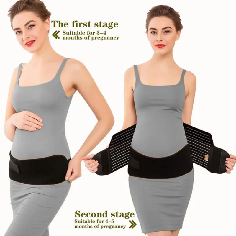 NewSpecial Abdominal Care Belt For Pregnant Women Double Support Back Abdomen Brace Shoulder Strap Lumbar Adjustable Black M-XXL