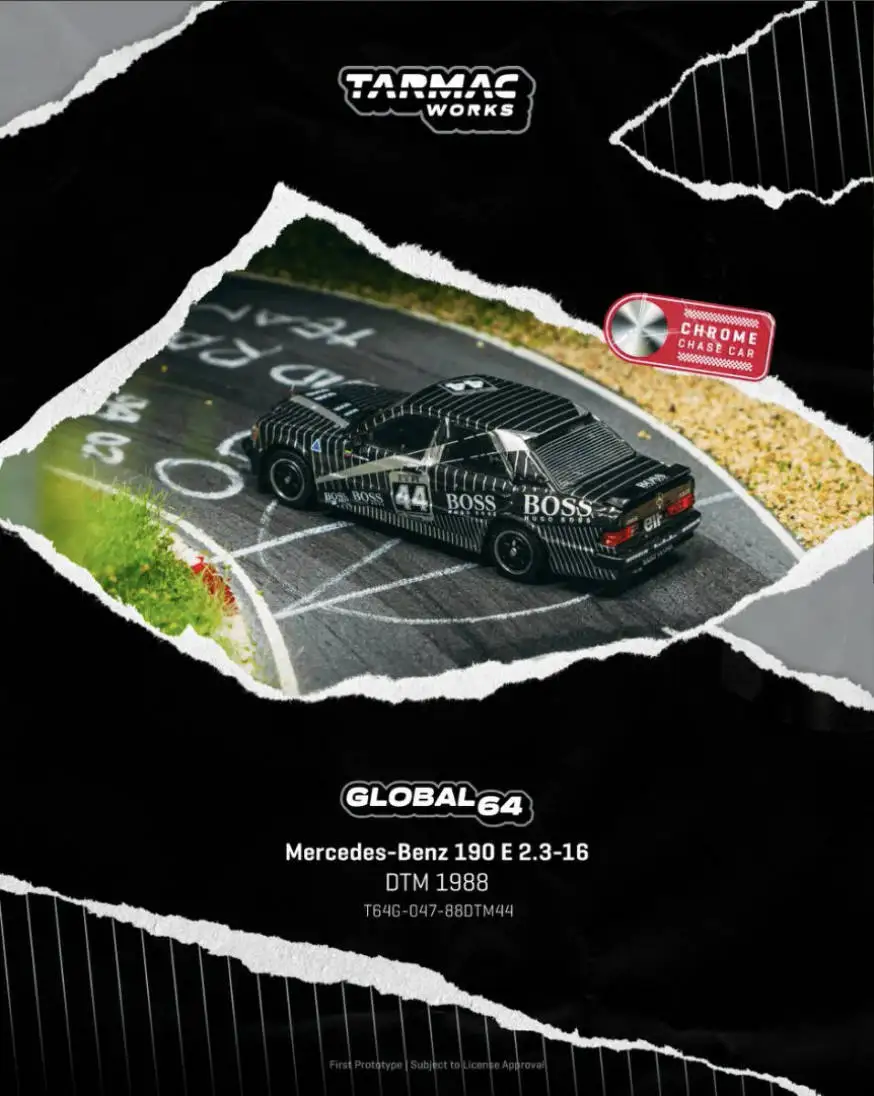 

Tarmac Works 1:64 Mercedes-Benz 190 E 2.3-16 DTM 1988 "BOSS" #44 Diecast Model Car (with Chrome Chase Car) In Stock