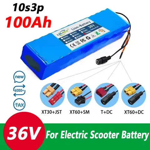 36V 새로운 100000mAh 18650 충전식 리튬 이온 배터리 팩 10S2P + 충전기는 전기 스쿠터 자전거에 사용할 수 있습니다.