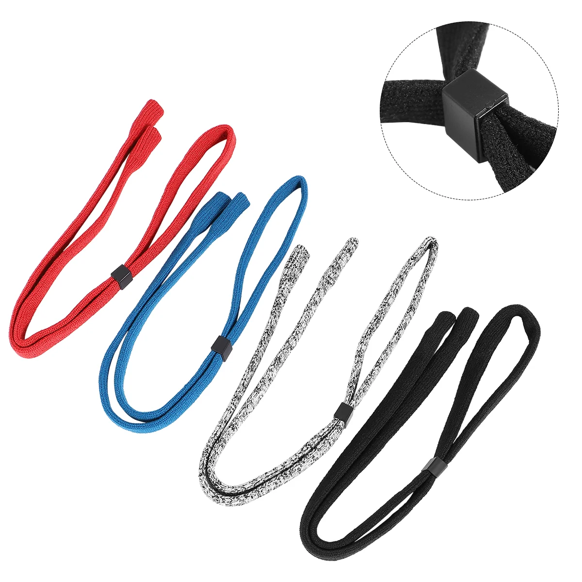 4pcs Outdoor Sports Glasses Rope Adjustable Eye Glasses Rope Portable Non-slip Eyewear Strap for Daily Use (Red, Blue, Black, Wh