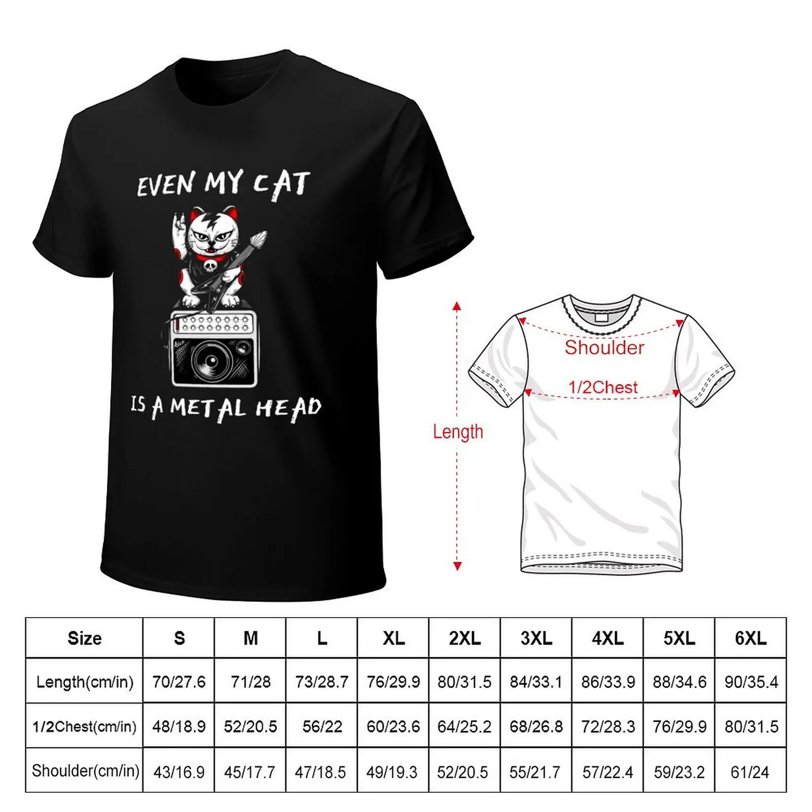 Even My Cat Is A Metal Head T-Shirt Daily Casual Short Sleeve Tee Shirt