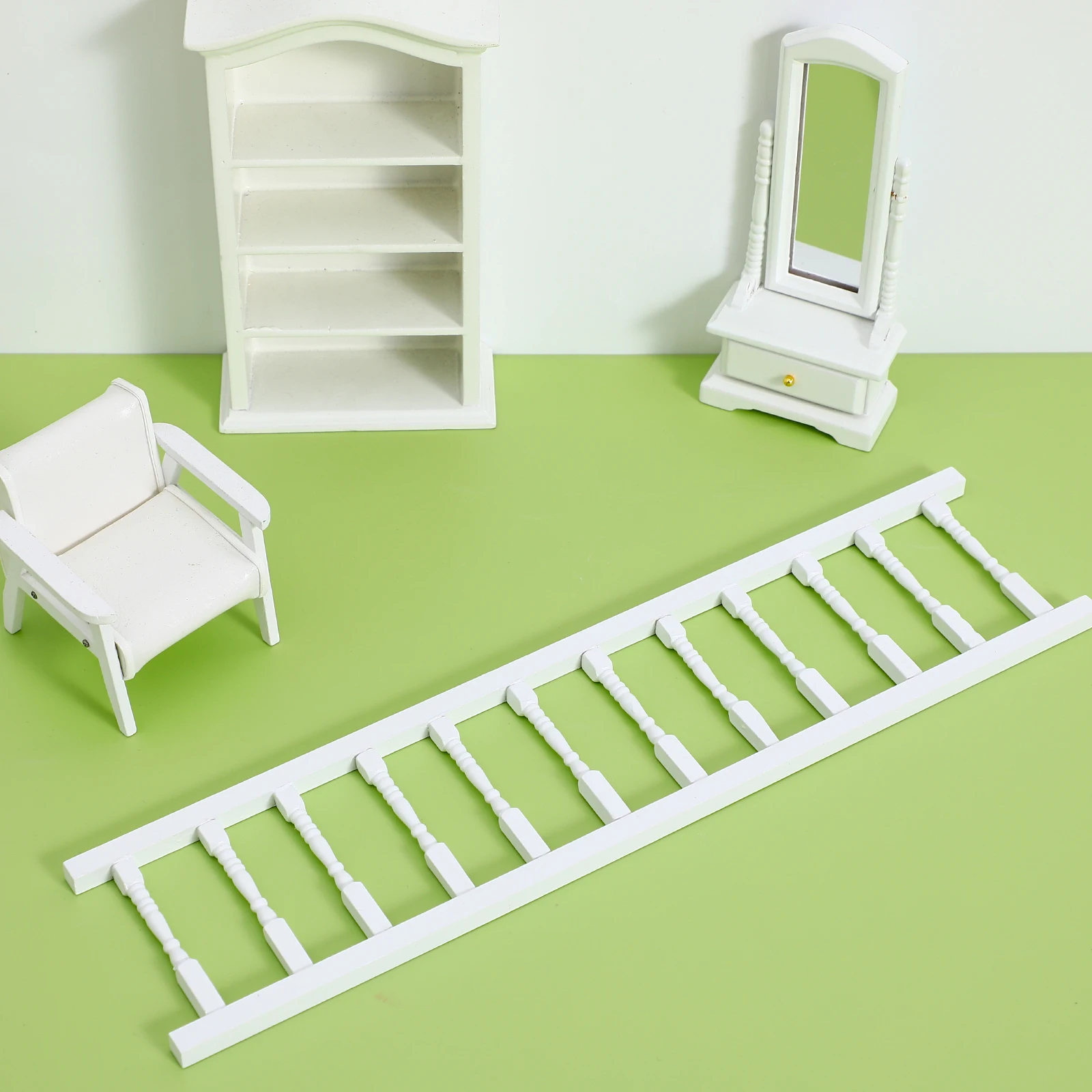 

1pc Mini White Wooden Railing House Furniture Handrails Kids Miniature Home Decor Diy Micro Landscape Ornament