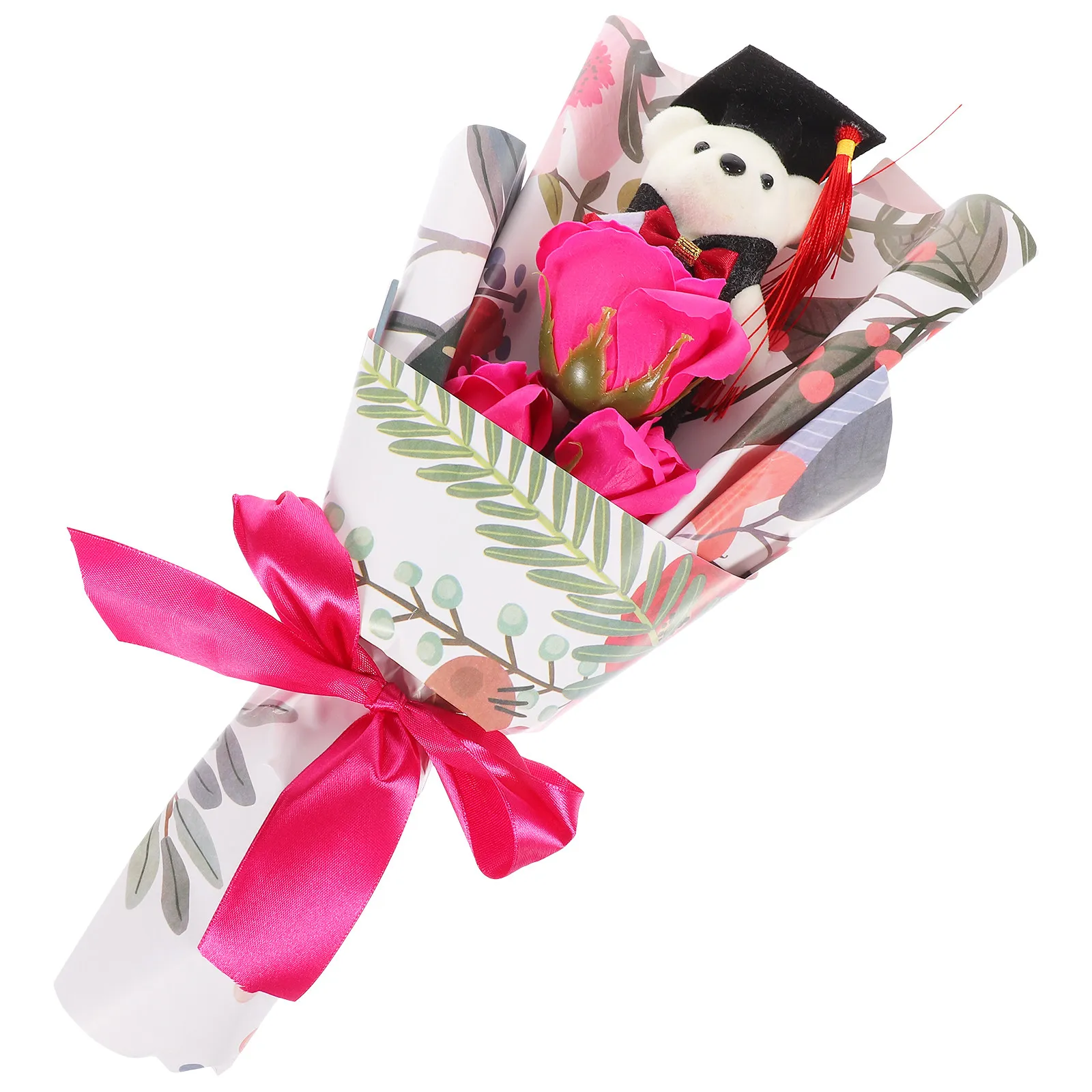 

Mini Graduation Bear Bouquet Soft Bear Flower Arrangement Ideal Graduation Gift Photo Prop Home Office Decoration