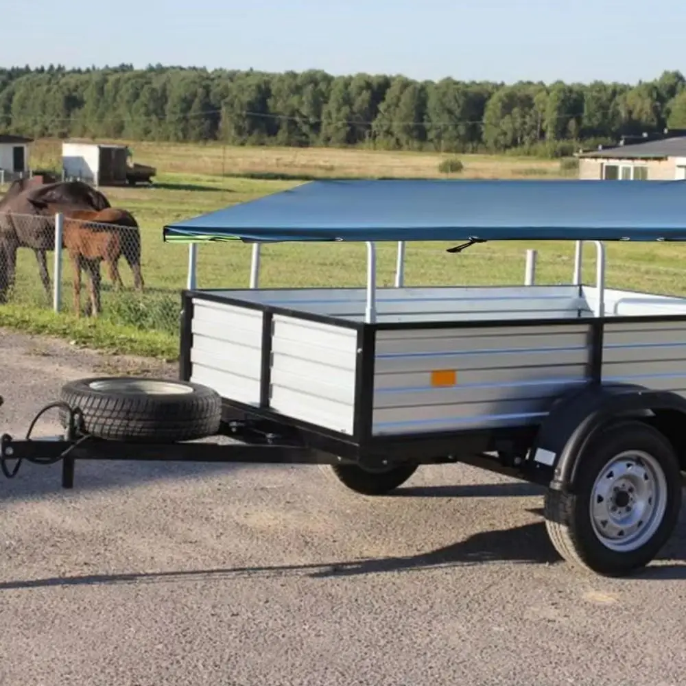 420D Oxford Car Tarpaulin Trailer Cover Dustproof Universal Truck Canopy Anti-UV with Reflective Strip Trailer Tarp view 4