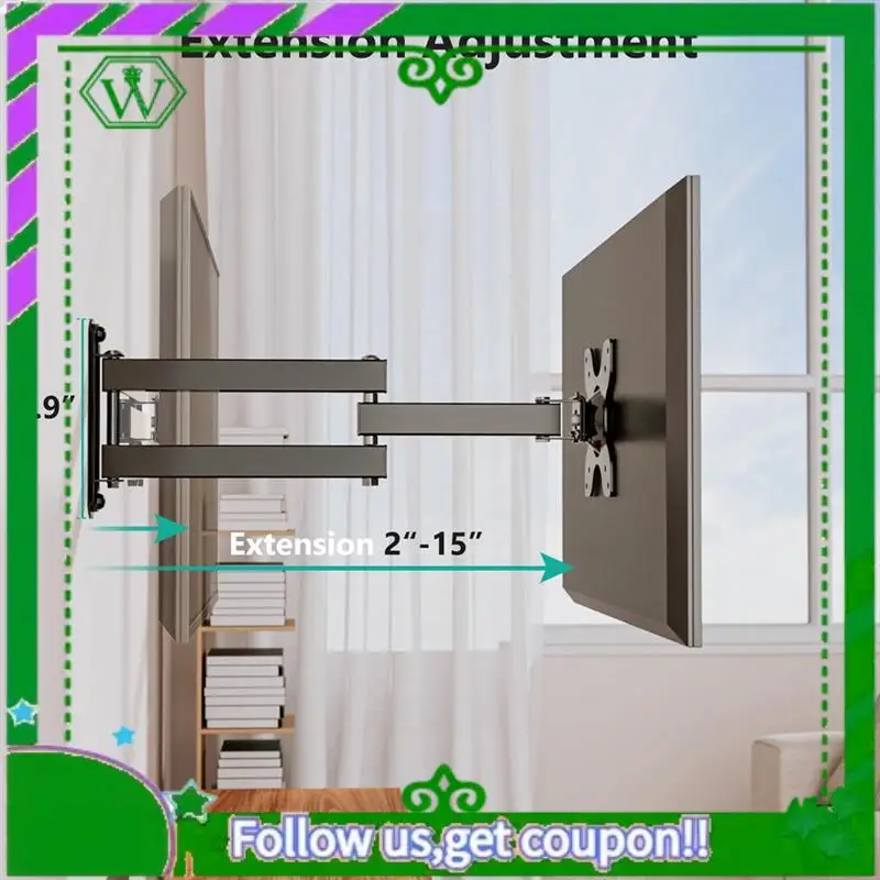 

Reliable-TV Wall Mount Articulating LCD Monitor Full Motion 15 Inch Extension Arm Tilt Swivel For Most 13 To 32 Inch LED TV Easy