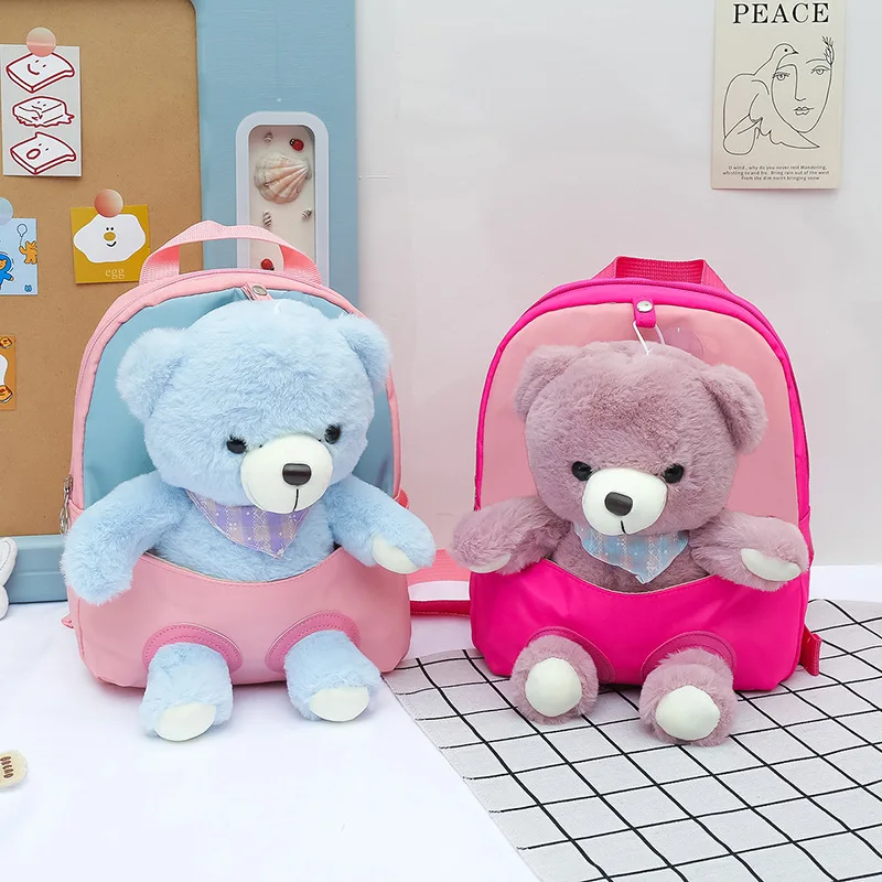 Kindergarten Baby Backpack Cartoon Bear Cute SchoolBags for Girls Boys Kids Gifts Fashion Zipper Shoulder Bag Lightweight 가방