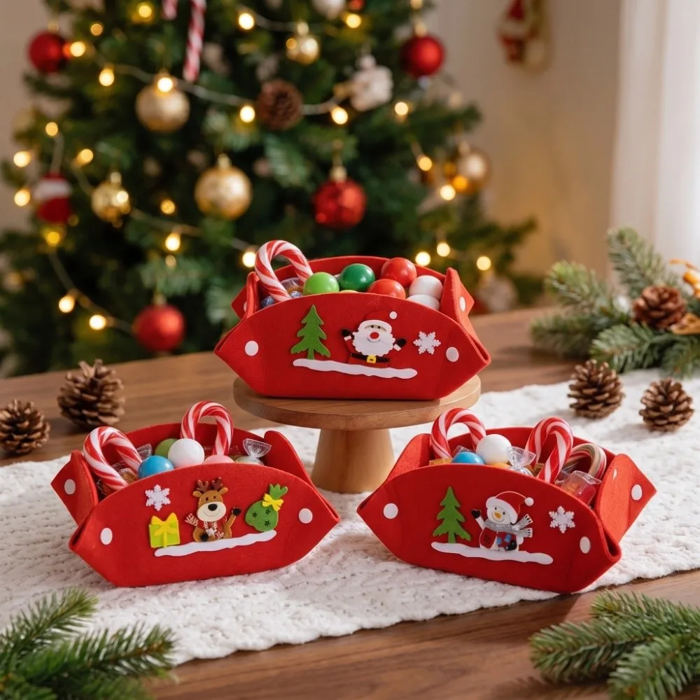 Snowman Elk Santa Claus Christmas Candy Fruit Snack Tray Reusable Button Style Xmas Sample Display Tray Practical