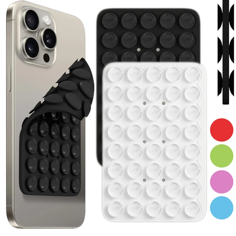 Suction Cup Wall Stand Mat Multifunctional Silicone Leather Square Phone Case Anti-Slip Holder Mount Suction Cups for Fixing