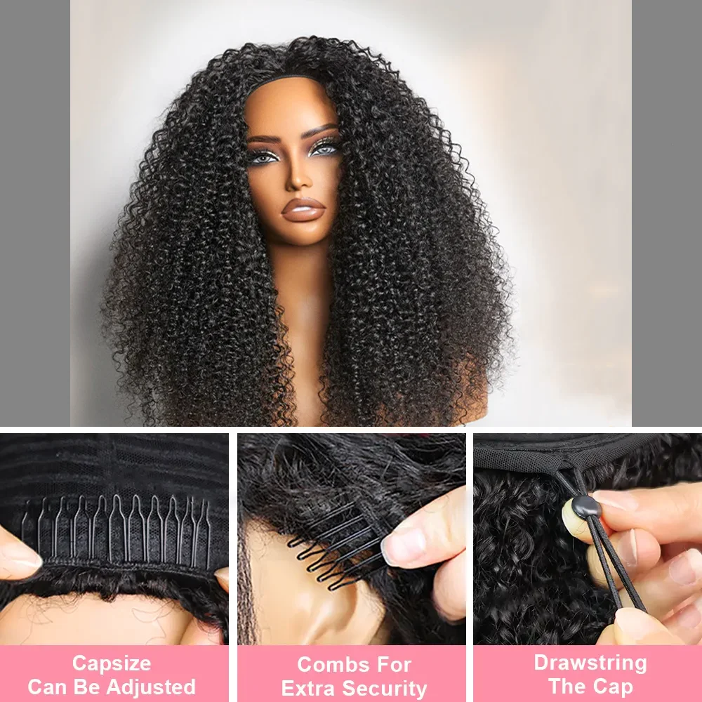 3 In 1 Half Wig Human Hair 250% density Afro Kinky Curly Flip Over Half Wigs Beginner Friendly Curly Wigs Wear Go Glueless Wig